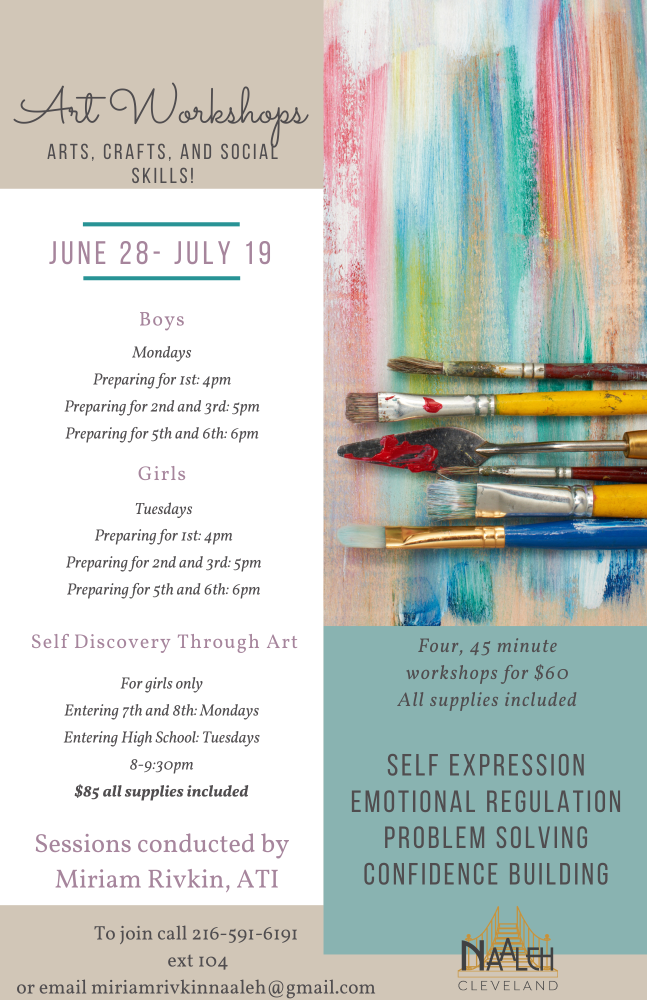 Art Workshops july